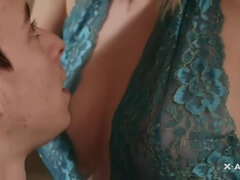 Blonde in Lace: A Surprise Handjob