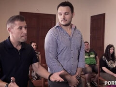 Bruinharig, Sperma shot, Sperma in gezicht, Hakken, Natuurlijke tieten, Kut duiken, Kousen, Tieten likken