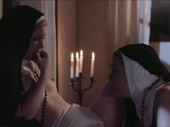 Dirty nuns in wimples and stockings secretly practice cunnilingus