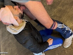 Young Arab Cocksucker Takes Massive White Dick in Parking Lot - 1