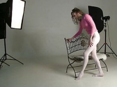 A glamorous graceful ballerina poses naked for me. Backstage of an erotic screenshot shoot with a beautiful model.