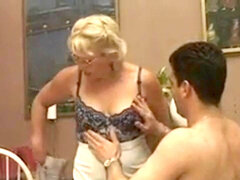 Anal, Faculdade, Europeu, Óculos, Maduroa, Meias finas