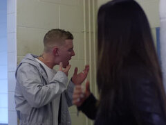 Kont, Badkamer, Zwart, Spijkerbroeken, Leer, Natuurlijke tieten, Kut duiken, Tatoeage