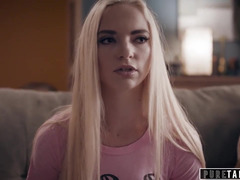 Blonde, Sucer une bite, En gros plan de très près, Éjaculation interne, Tir de sperme, Fille, Faciale, Plan cul à trois