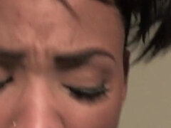 Amerykański, Piękna, Czarny, Obciąganie, Wytrysk do ust, Cipka, Cycki