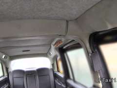 Huge tits blonde banged in fake cab