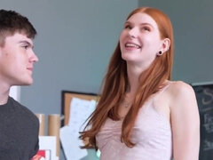 Sex of redhead and bestie's stepbrother in classroom