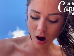 Leie, Besamung, Spermaladung, Frau, Orgasmus, Pool, Reiten, Sich ausziehen