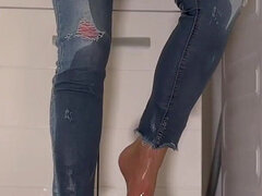 Amateur, Européenne, Fétiche, Talons, Jeans, Pisser, Solo