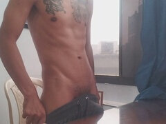 Jizz shot, jerk, latin