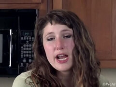 Hairy blonde, Felicia F, performs solo striptease and goes fully nude