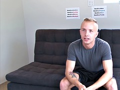 Athletic Casting Newbie Jerks Off and Sprays Cum