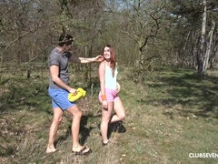 Cum on ass for amateur girlfriend redhead teen Charli Red - outdoor hardcore with cumshot