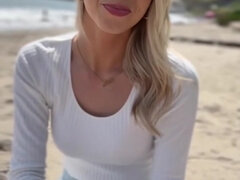 Strand, Blondin, Avsugning, Hd, Underkläder, Suger