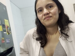 Lesbian Sex with My Husband's Stepsister in the Kitchen While She Prepares Breakfast and My Husband Is in the Bedroom