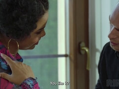 엉덩이, 흑인, 흑갈색 머리, 커플, 페티쉬, 다른 인종간의, 자연의 가슴, 항문을 햝는 행위