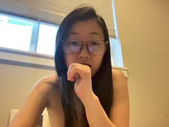 Cute amateur teen plays big cock solo on webcam
