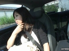 Asiático, Mamada, Morena, Coche, Japonés, Al aire libre