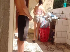 I Caught My Stepdaughter Doing Laundry In Shorts, I Got Horny And Like Her Super Luscious Pussy 11 Min