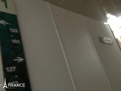 cute french girl shag with guy and peed on