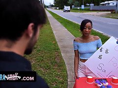 Tiny Ebony Babe Selling Cupcakes For College Decides To Sell Her Muffin And Earn More Money Instead