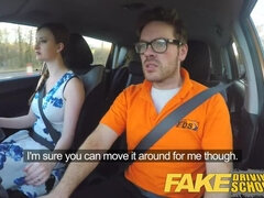 Fake Driving School Posh freaky redhead with big tits and ginger bush fucks