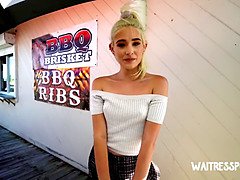 Jessie Saint bbq waitress steps away to fuck a client