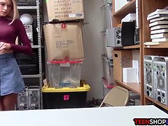 Small young thief banged by a lp officer in his office