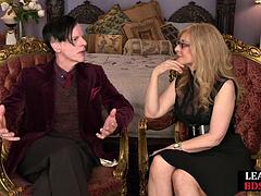 Glasses blonde cougar learning BDSM