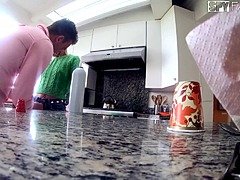 Deep sex on the kitchen table for sweet Kiara Cole - Hidden cam Porn