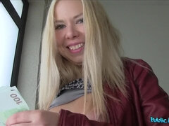 Enthousiasteling, Grote lul, Blond, Pijpbeurt, Buiten, Gezichtspunt, Russisch