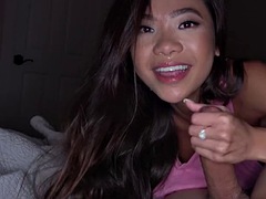 Hot Asian stepsister fucks big dick brother in a pillow fort