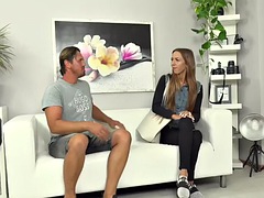 Skinny brunette slut makes the most of a casting fuck