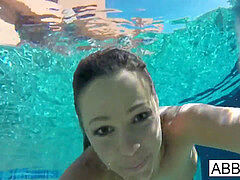 behind-the-scenes underwater fun with Abigail Mac and Romi