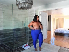 Gorda, Verga grande, Sexo duro, Ducha, Tetas