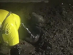 Amateur, Gordita, Europeo, Látex, Masturbación, Al aire libre, Solo, Uniforme