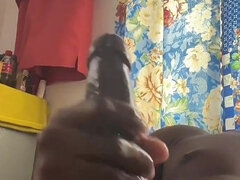 Afrikaans, Enthousiasteling, Zwart, Sperma shot, Huisgemaakt, Gezichtspunt, Alleen, Tiener