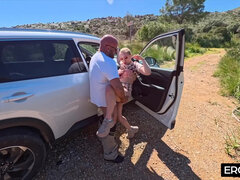 Blondine, Blasen, Paar, Natürlichen titten, Im freien, Reiten, Rau, Titten