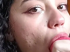 Sexy Latina Sucking a Dildo, Enjoying It Like It's Real