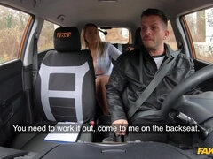 Blonde plumper with huge natural tits gets boned in the car