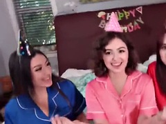Surprise cock at busty Leanas birthday party