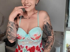 Női, Fehérnemű, Maszti, Vöröshajú, Egyedül, Tetkó, Begyek