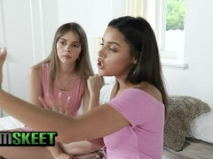 Experimenting Teen Ella amp  Lola Lick each other in 69