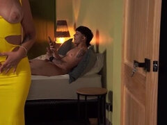 Stepmom Angelica Gomez Catches Stepson Big Jackson Jerking Off Alone - Busty Latina MILF Watches With Lust