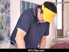 Sensuous brazilian milf pounds her husbands golf instructor