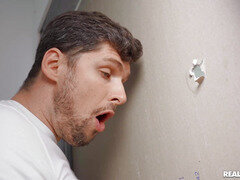 Stacy Bloom is sucking Kristof Cale's dick from the glory hole