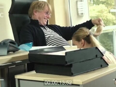 Young Intern Gets Fucked Hard by Older Boss in Office