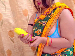 Unsatisfied Indian Wife Satisfied by Big Cucumber.