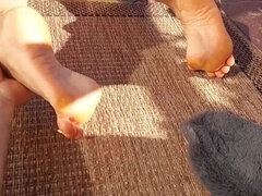 Blonde Mature Wife Shows Off Naked Body and Sexy Feet Outdoor