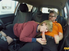 34F Jugs Bouncing In Driving Lesson Fake Driving School